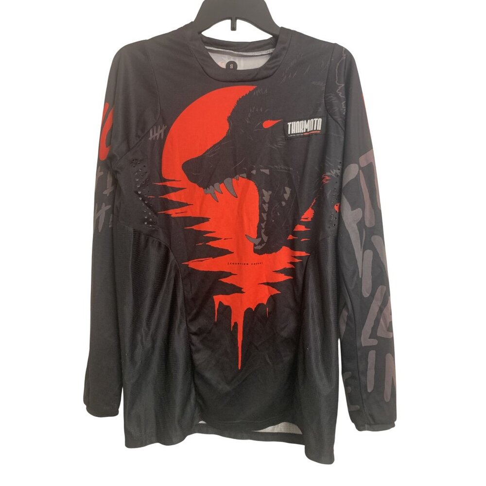Thor S Moto Dirtbike Motocross Jersey‎ Black Red Bold Wolf Design